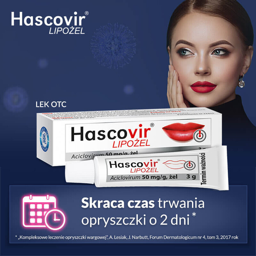 Hascovir Lipozel 50 mg/g, gel, 3 g