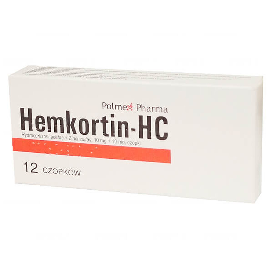 Hemkortin-HC 10 mg + 10 mg, supositorios rectales, 12 unidades