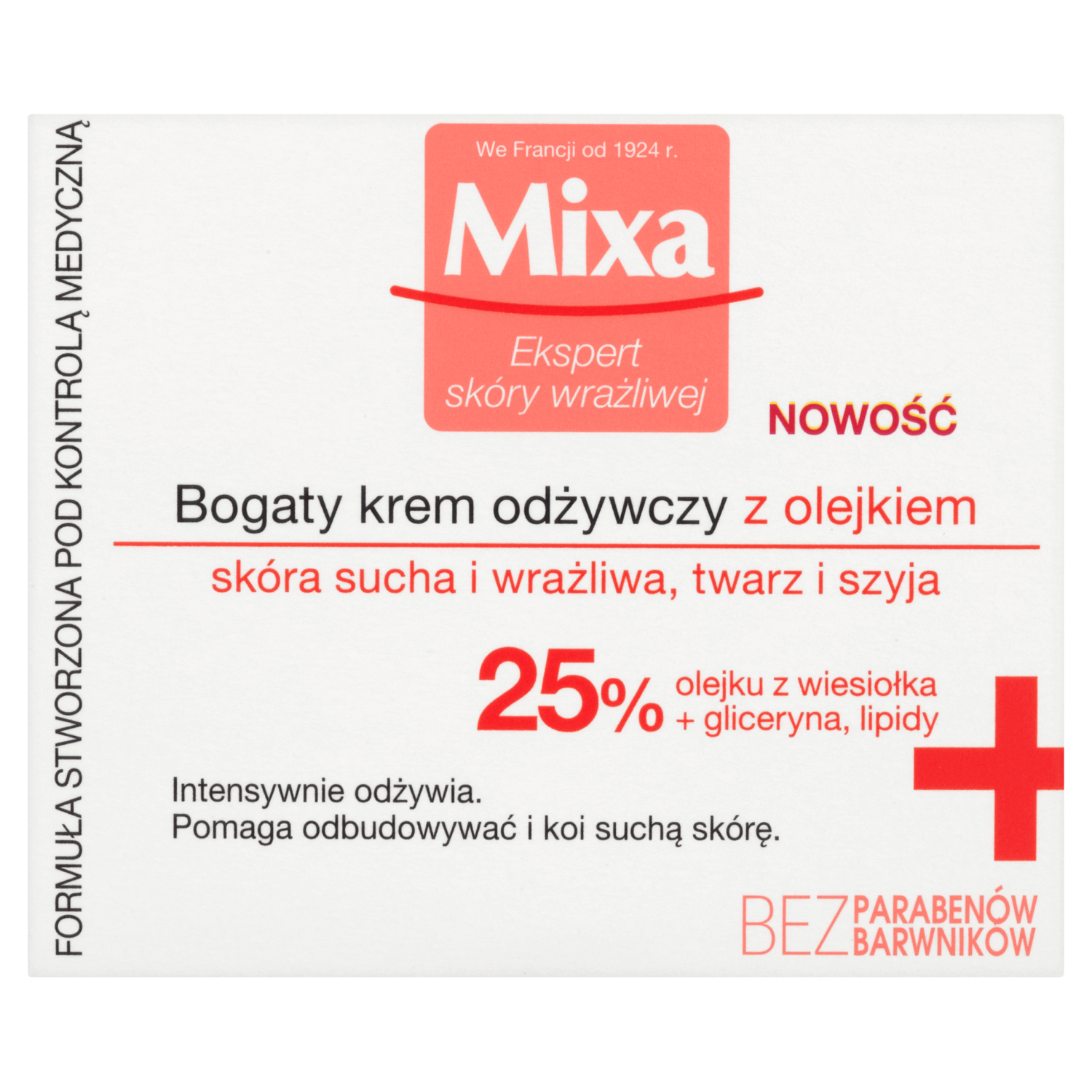 Mixa Intensive Nourishment, cremă hrănitoare bogată cu ulei, piele foarte uscată, 50 ml