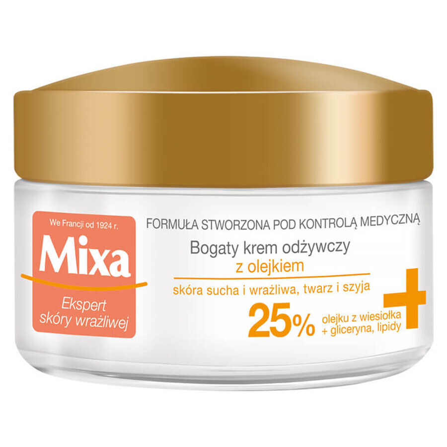 Mixa Intensive Nourishment, crème nourrissante riche en huile, peaux très sèches, 50 ml