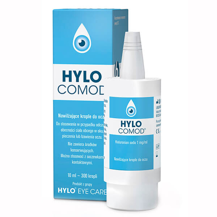 Hylo Comod, hydraterende oogdruppels, zonder bewaarmiddelen, 10 ml