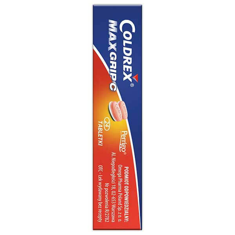 Coldrex Maxgrip C 500 mg + 5 mg + 25 mg + 20 mg + 30 mg, 24 comprimate