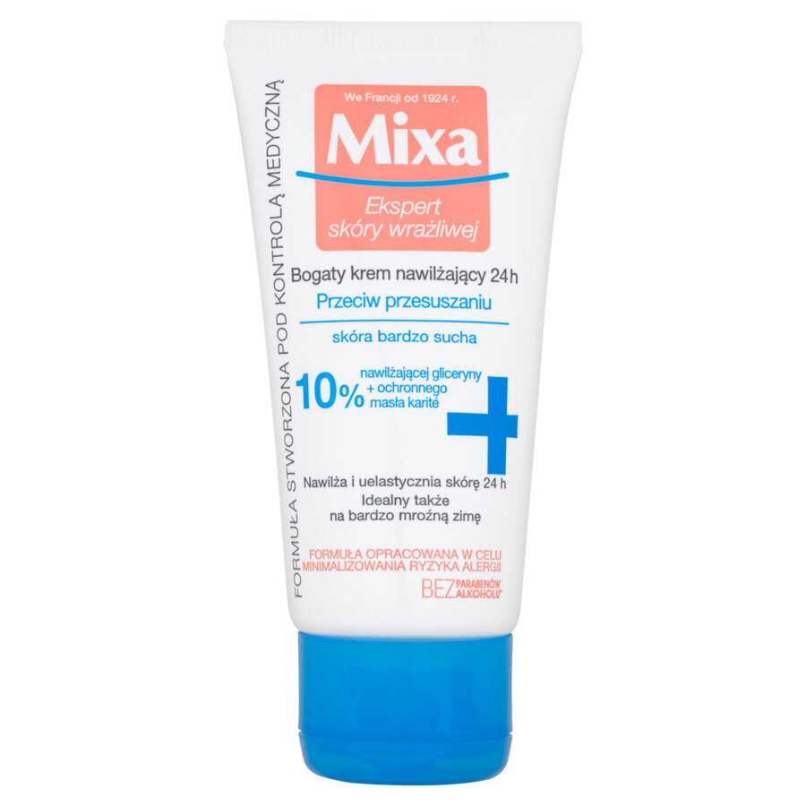 Mixa Crema hidratante rica antisequedad 24h, 50 ml