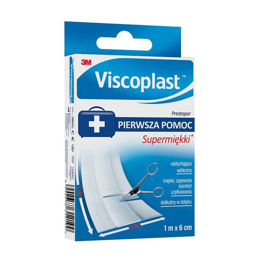 Viscoplast Prestopor, ipsos de tăiere, supersoft, alb, 1 m x 6 cm, 1 buc