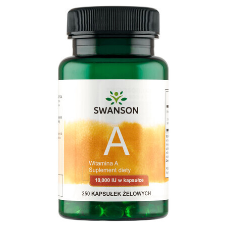 Swanson A, vitamina A 10000 UI, 250 capsule gel