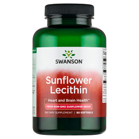 Swanson, Lecitină de floarea soarelui, lecitină de floarea soarelui 1200 mg, 90 capsule