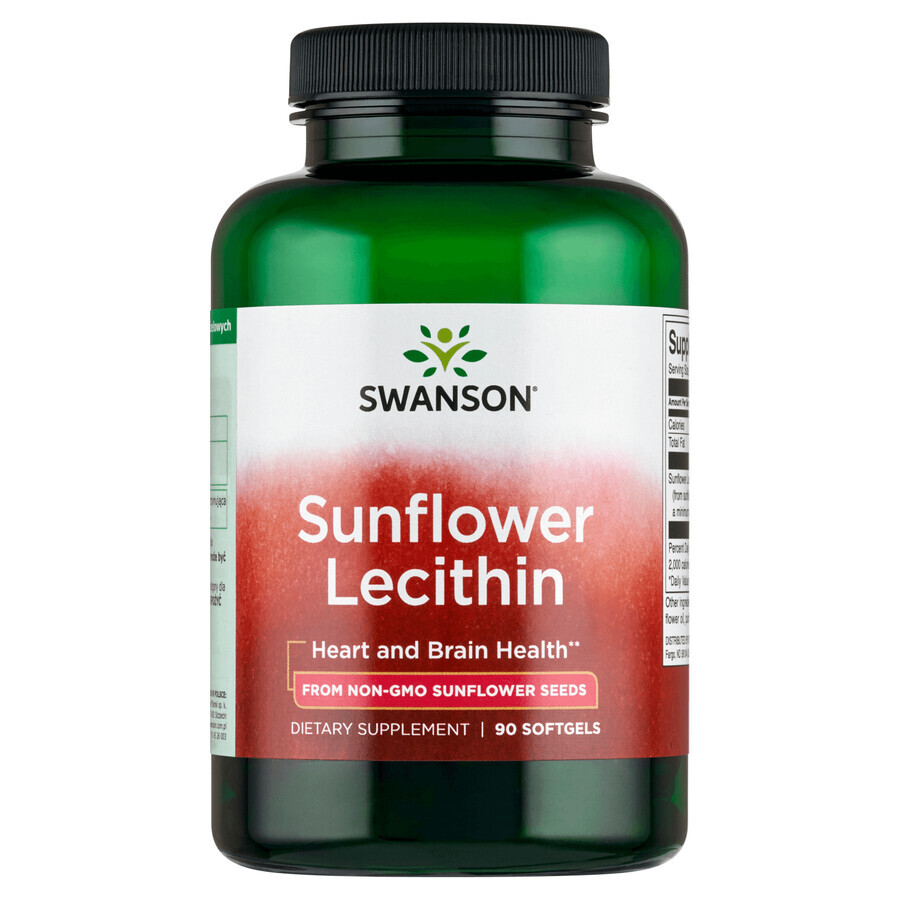 Swanson, Lecitină de floarea soarelui, lecitină de floarea soarelui 1200 mg, 90 capsule