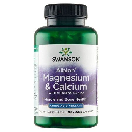 Swanson Albion Magnesium &amp; Calcium, magnesium and calcium chelate, 90 capsules