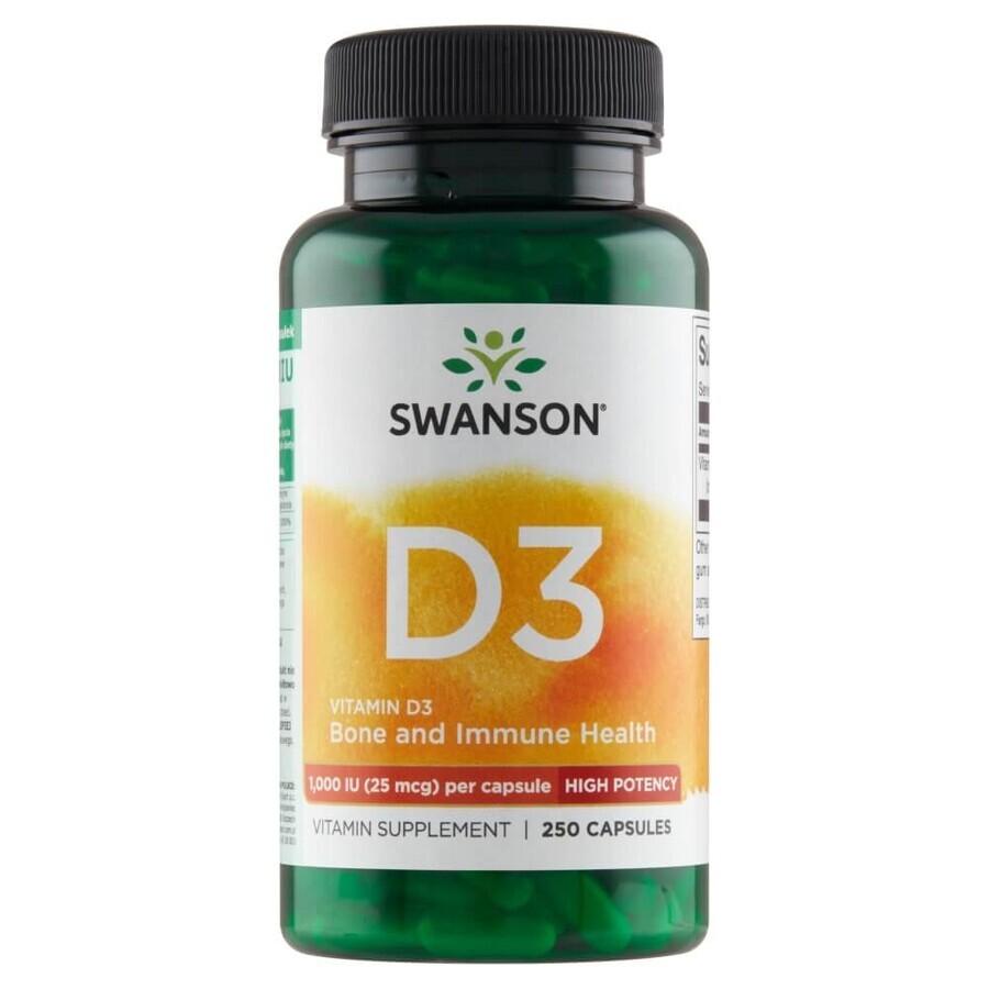 Swanson D3, vitamine D 1000 IE, 250 capsules