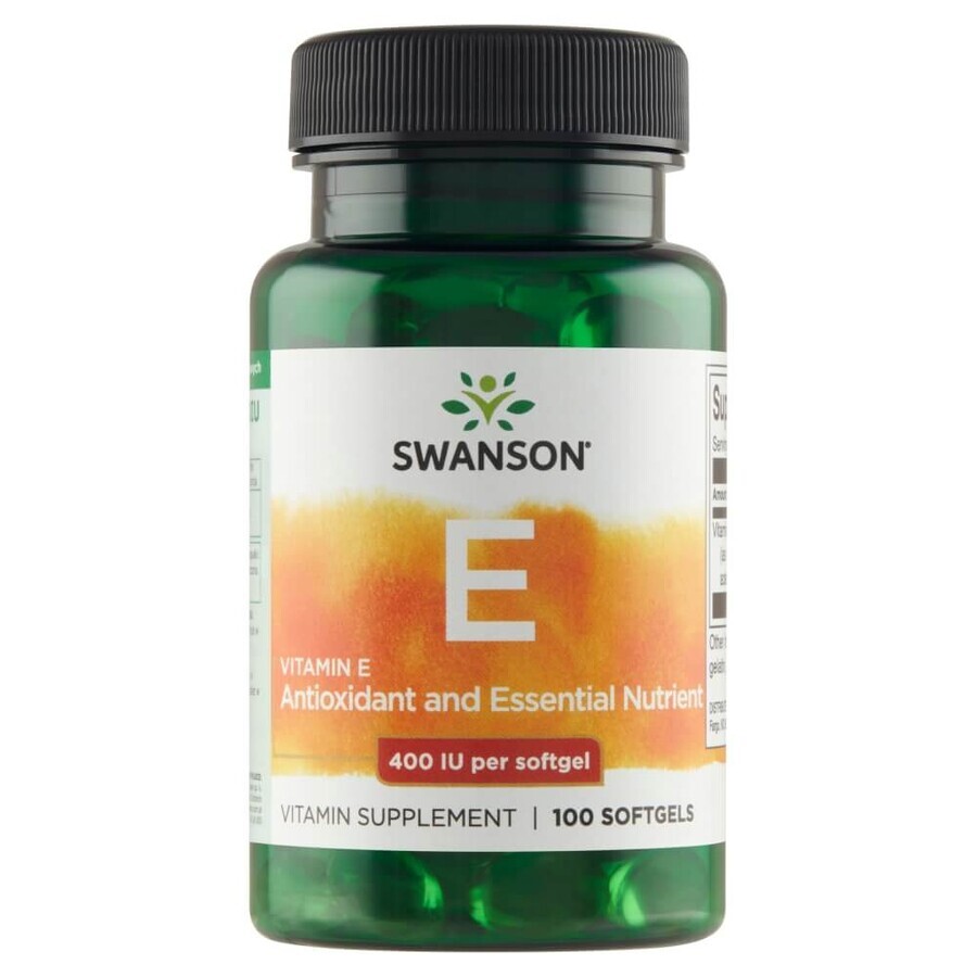 Swanson E, vitamina E naturale 400 UI, 100 capsule in gel