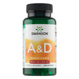 Swanson A &amp; D, vitamin A 500 µg + D 400 IU, 250 gel capsules