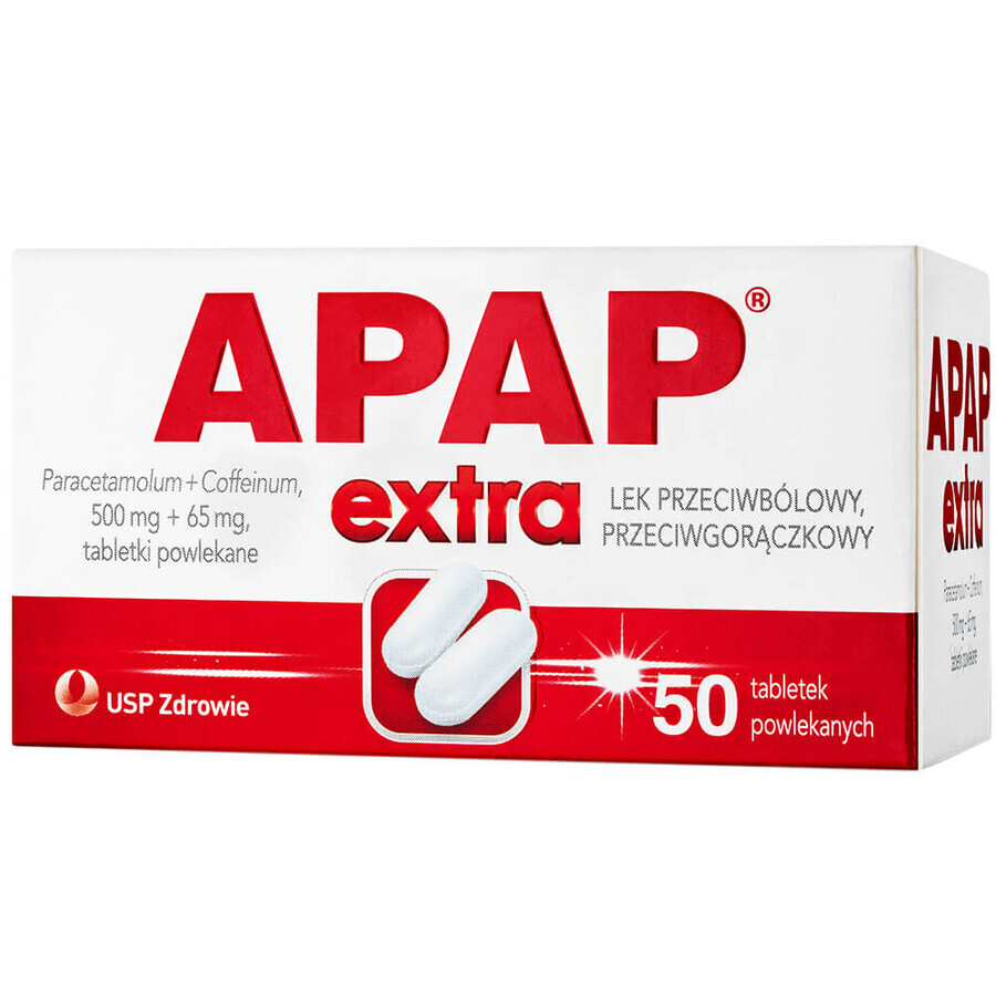 Apap Extra 500 mg + 65 mg, 50 comprimidos recubiertos