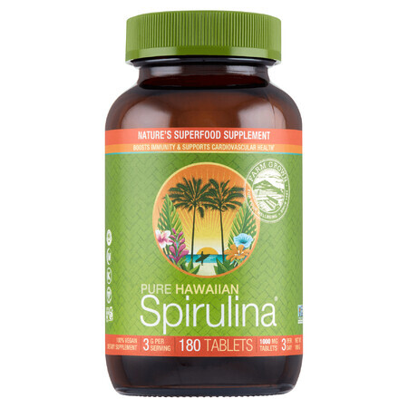 Espirulina hawaiana pura, 180 tabletas