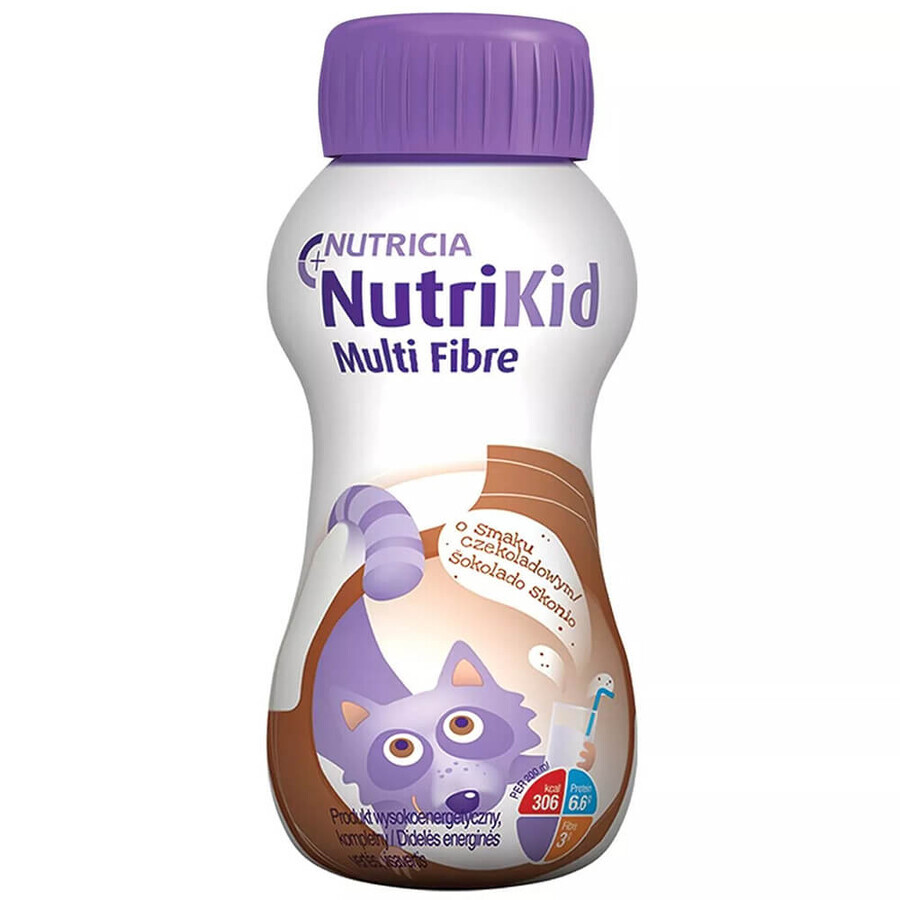 NutriKid Multi Fibre, préparation nutritionnelle pour les enfants de plus de 1 an, goût chocolat, 200 ml