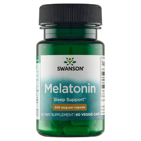 Swanson Melatonin, melatonină 500 mcg, 60 capsule vegetariene