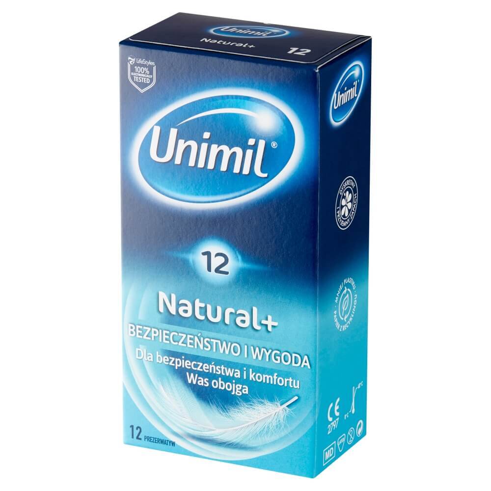 Unimil Natural+, prezervative clasice, 12 bucăți