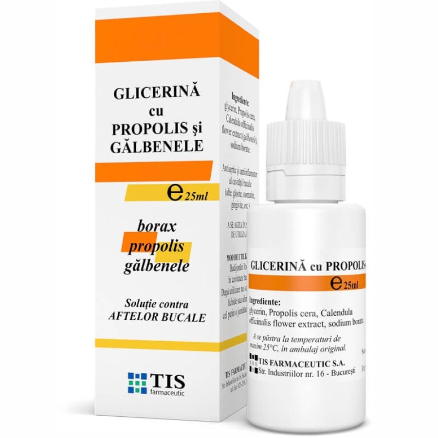 Glicerina cu propolis și galbenele, 25 ml, Tis Farmaceutic