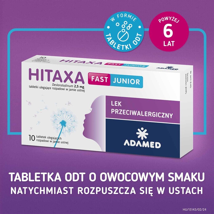 Hitaxa Fast Junior 2,5 mg, 10 comprimate cu dezintegrare orală