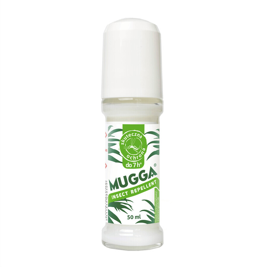 Mugga Insect Repellent, repelent pentru țânțari și căpușe, roll-on, DEET 20%, 50 ml