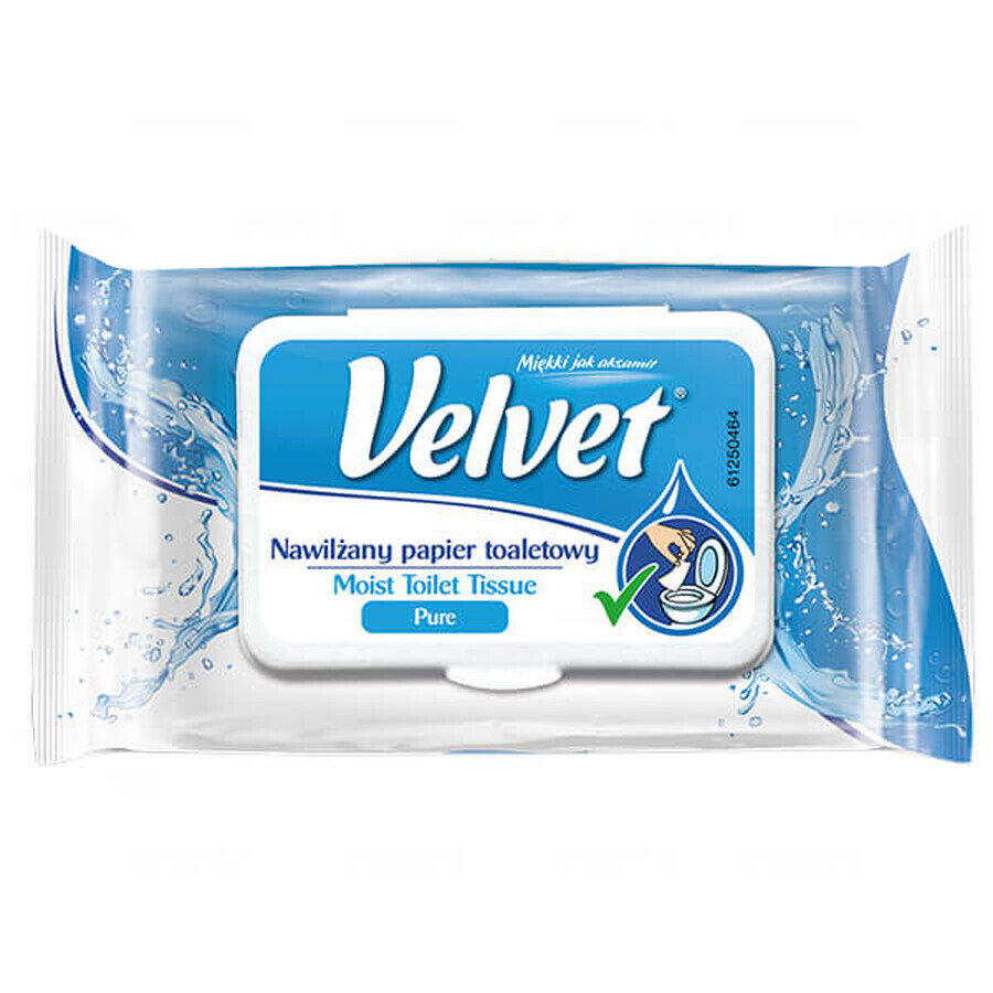 Hârtie igienică Velvet Pure, umezită, cu clip, 42 bucăți