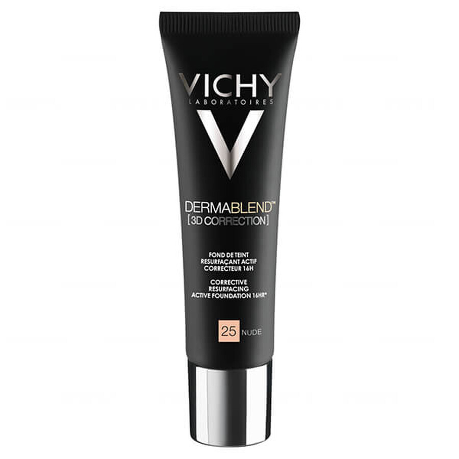 Vichy Dermablend Correction 3D, base de maquillaje niveladora de la superficie cutánea, Nº 25, Nude, 30 ml