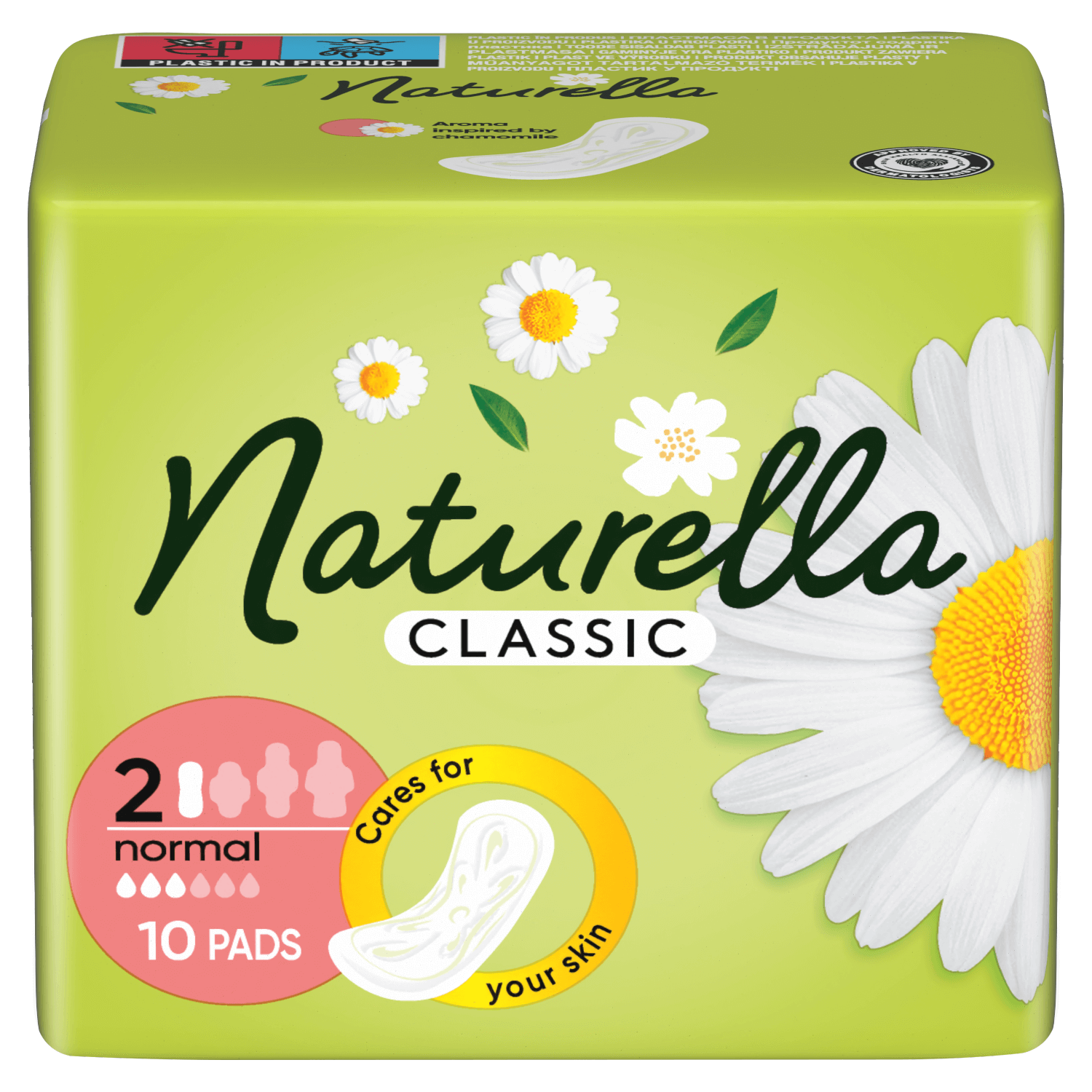 Naturella Classic, șervețele sanitare cu aripi, mușețel Normal, 10 buc