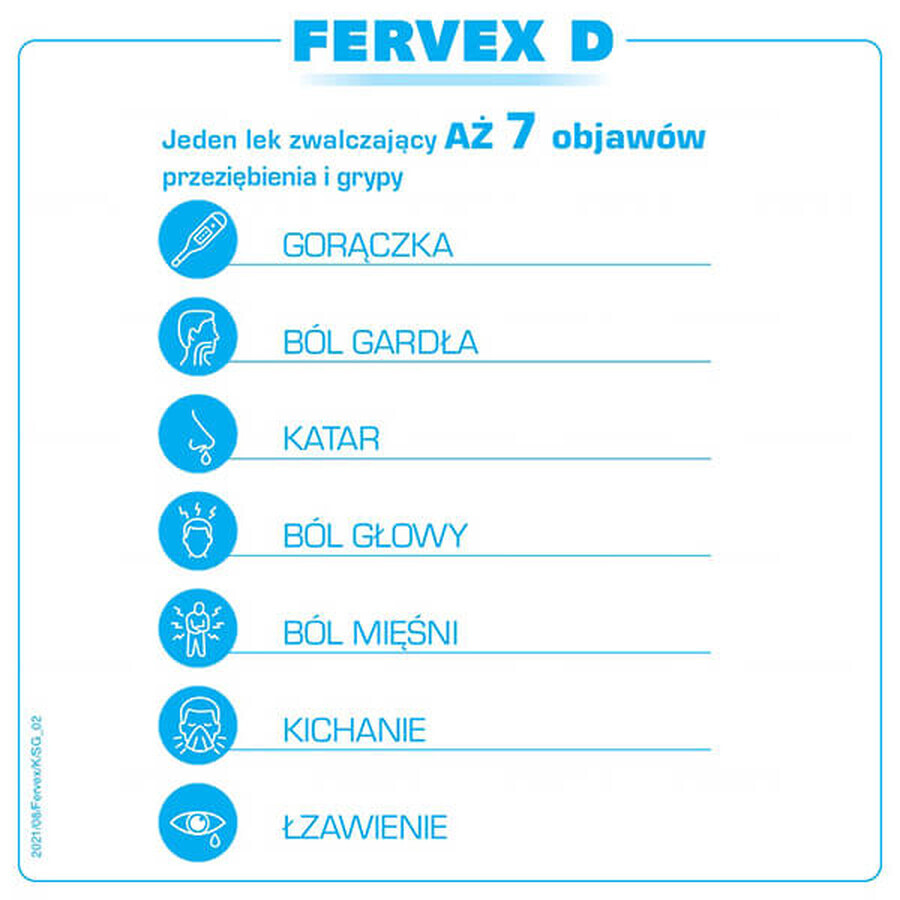 Fervex D 500 mg + 200 mg + 25 mg, granulés pour solution orale, 8 sachets