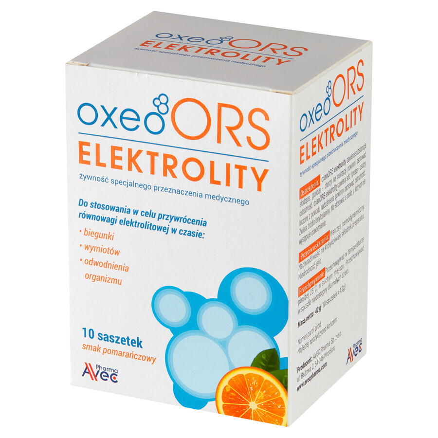 Oxeo ORS Electroliți, aromă de portocale, 4,2 g x 10 pliculețe