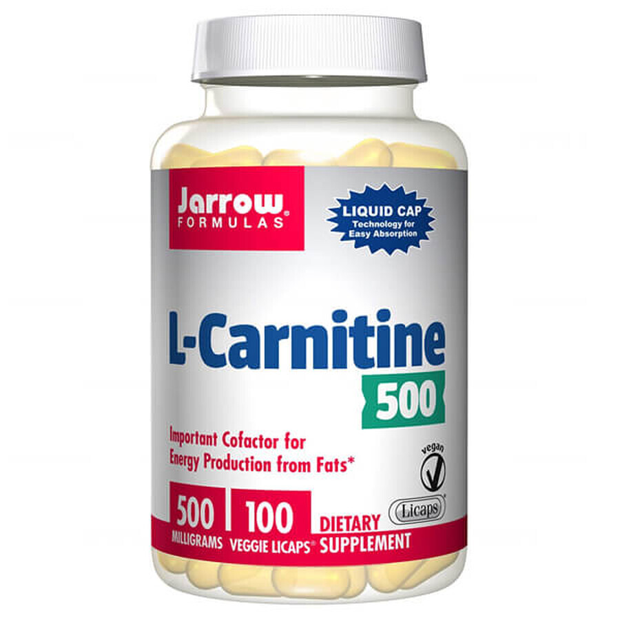 Jarrow Formulas L-Carnitina 500, L-Carnitină, 100 capsule vegetale