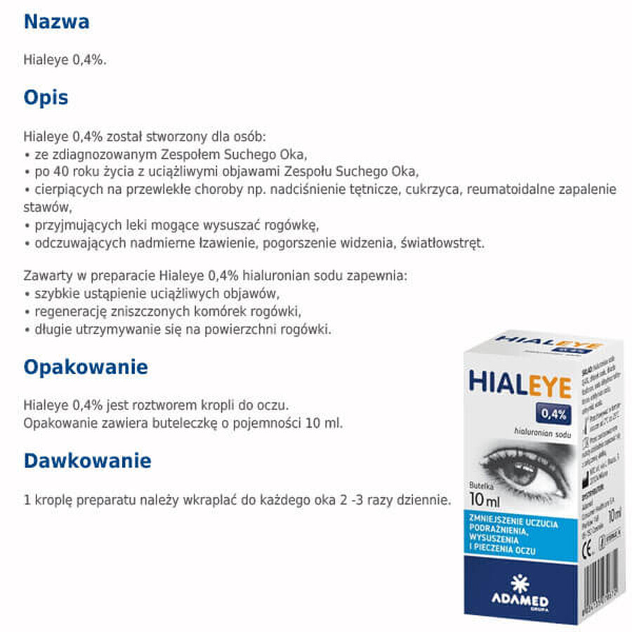 Hialeye 0,4%, collyre hydratant, 10 ml