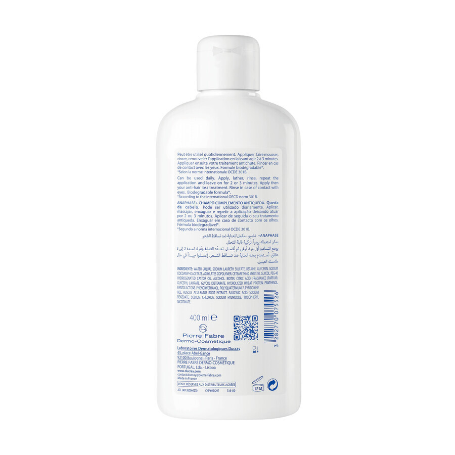 Ducray Anaphase+, șampon împotriva căderii părului, întărește și adaugă volum, 400 ml