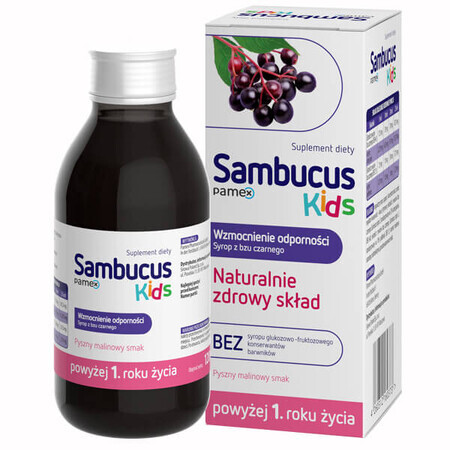 Sambucus Kids, sirop pour enfants de plus d'un an, saveur framboise, 120 ml