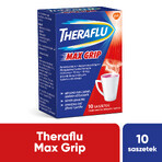 Theraflu Max Grip 1000 mg + 70 mg + 10 mg, polvere per soluzione orale, aroma di frutti di bosco e mentolo, 10 bustine 