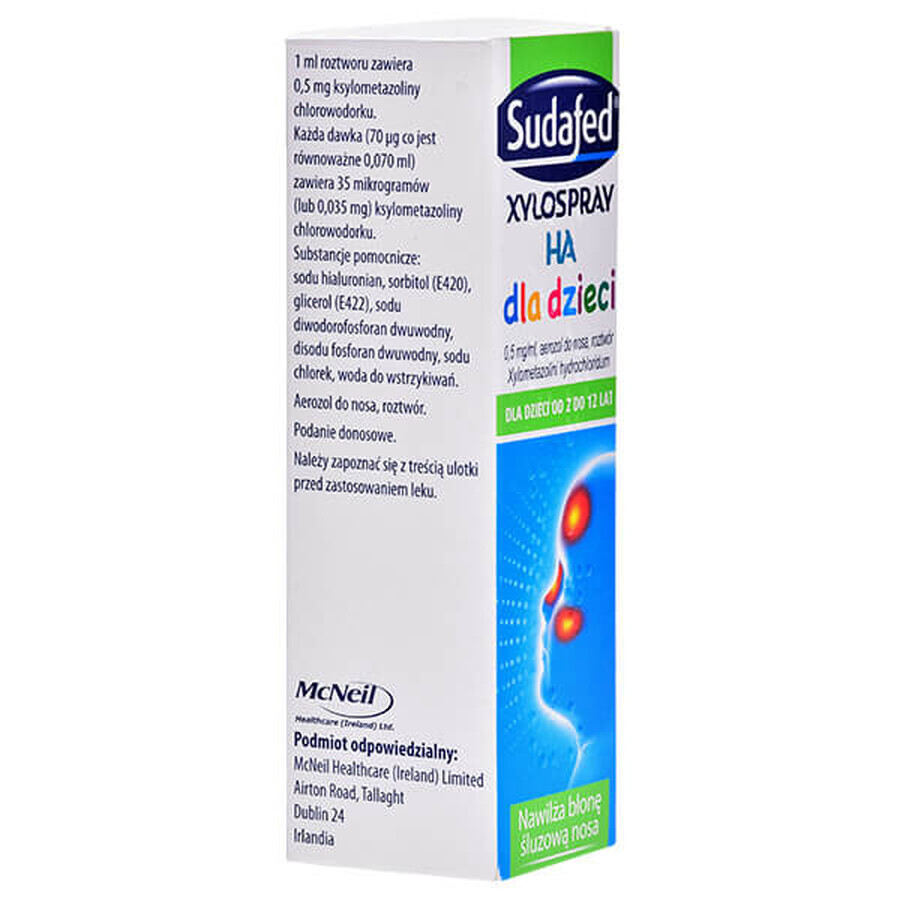 Sudafed XyloSpray HA pentru copii 0,5 mg/ml, spray nazal, 2-12 ani, 10 ml