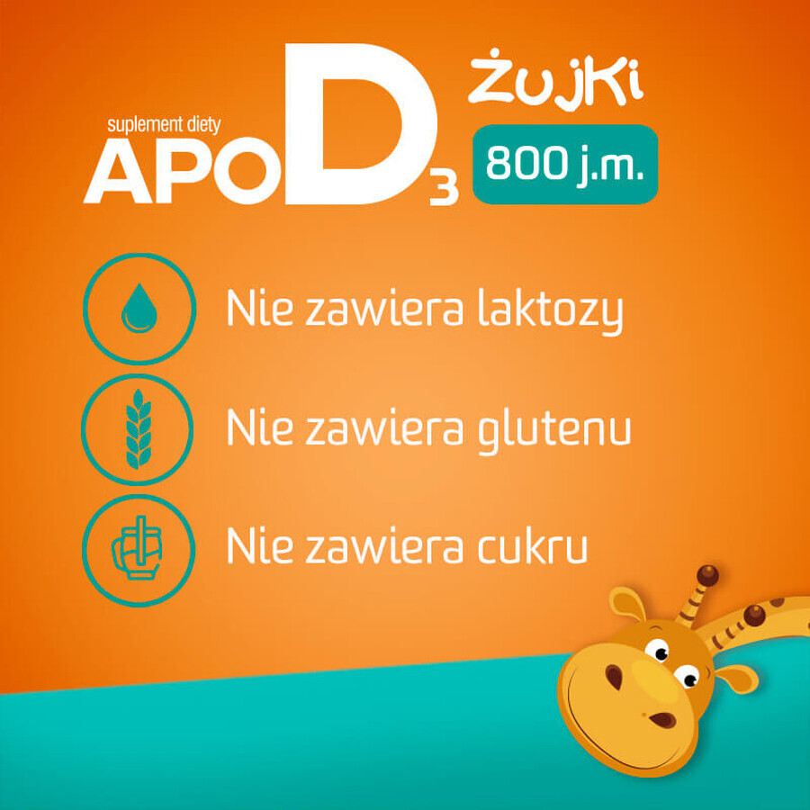 ApoD3 Chews, vitamine D3 800 UI pour les enfants de plus de 3 ans, saveur orange, 30 capsules molles à mâcher 