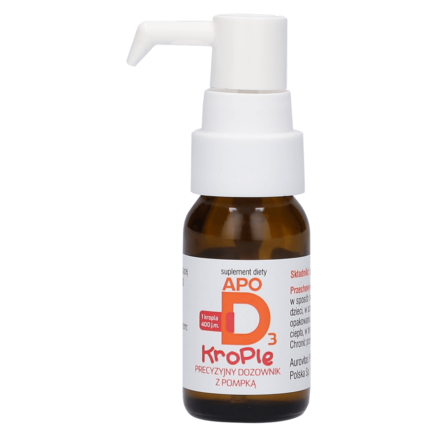 ApoD3 Drops, vitamina D3 400 UI pentru sugari și copii din prima zi, 10 ml