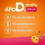 ApoD3 Drops, vitamina D3 400 UI pentru sugari și copii din prima zi, 10 ml