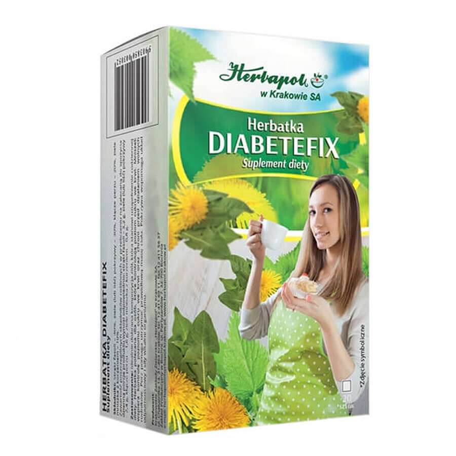 Herbapol Diabetefix, ceai, 2 g x 20 pliculețe