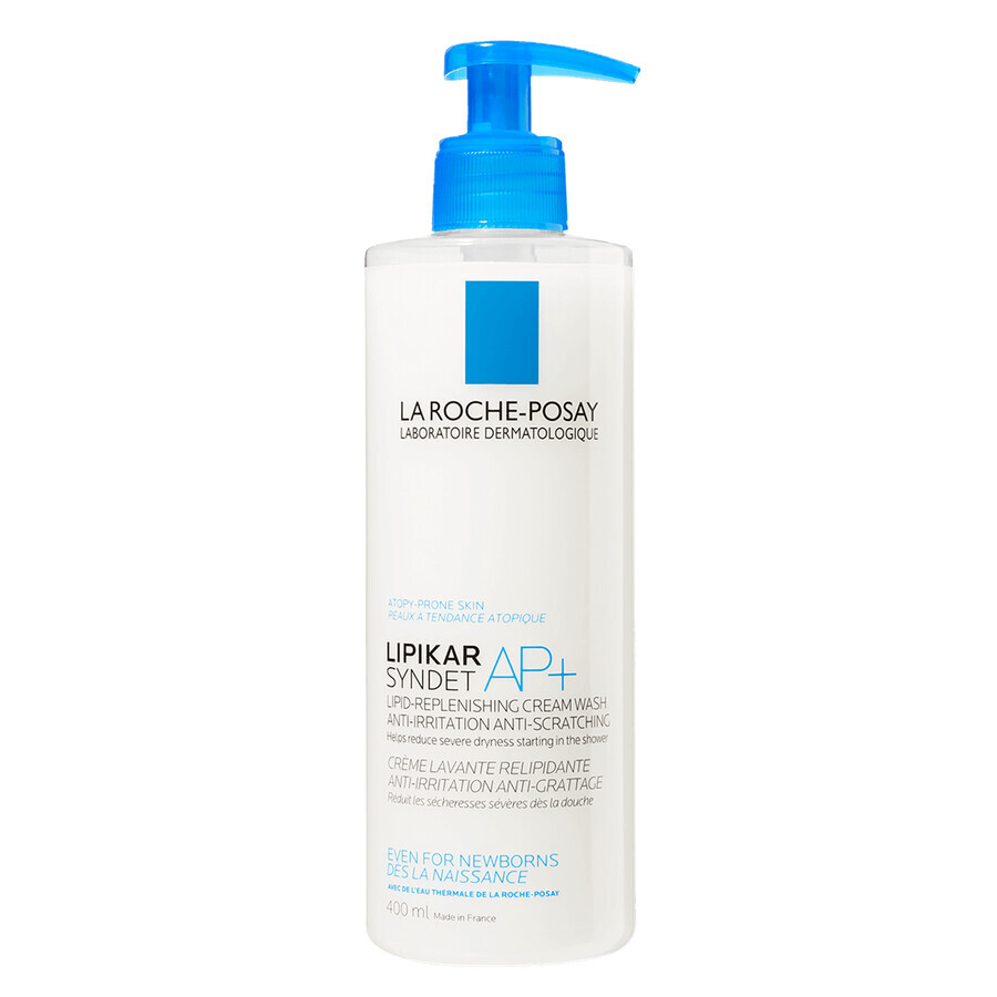 La Roche-Posay Lipikar Syndet AP+, cremă de corp care reaprovizionează lipidele, de la naștere, 400 ml