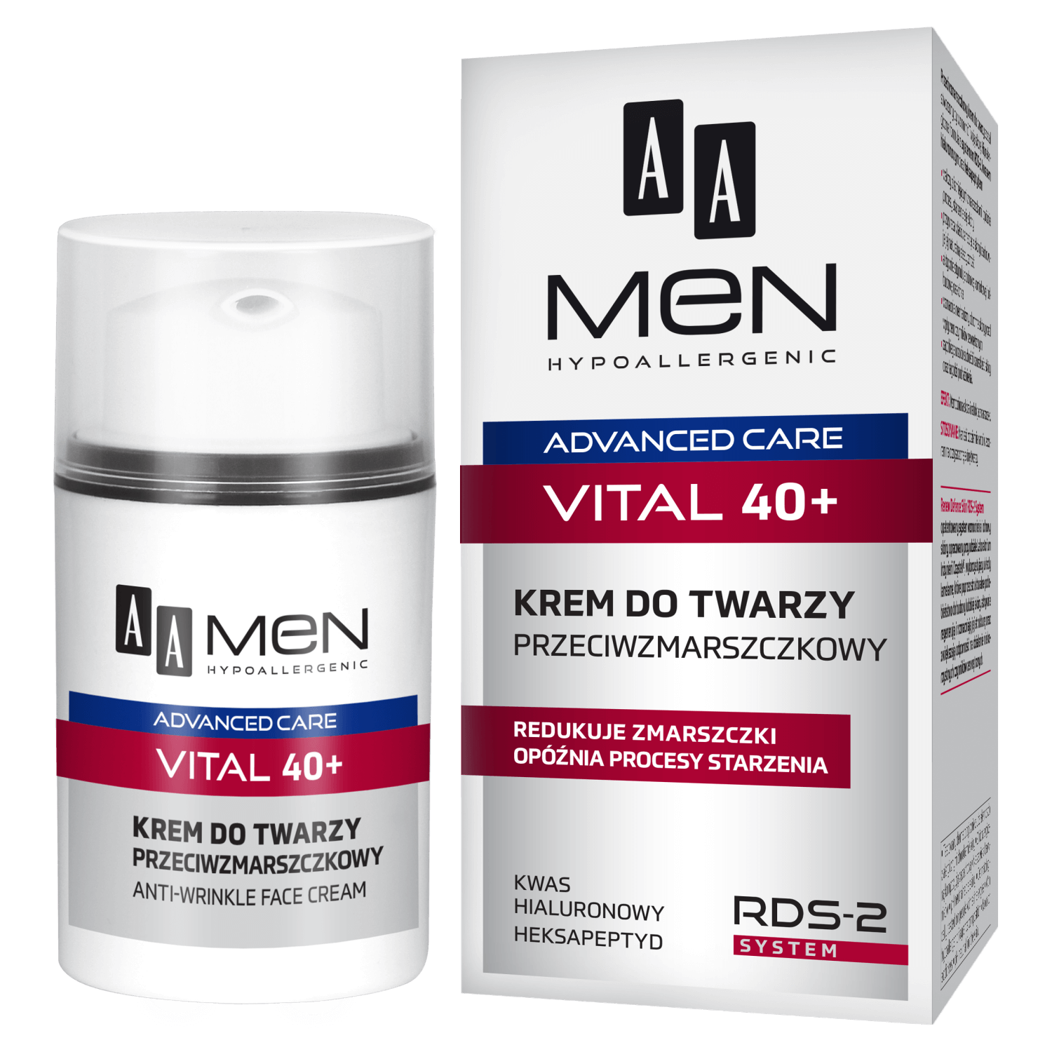 AA Men Advanced Care Vital 40+, cremă de față antirid, 50 ml