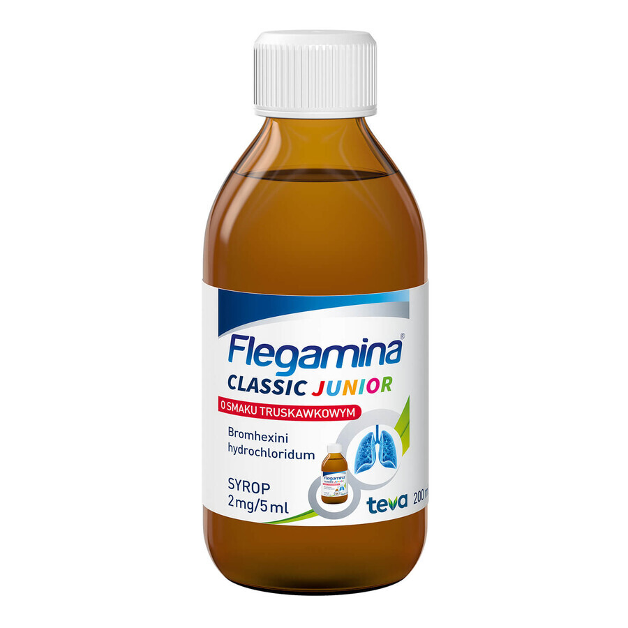 Flegamina Junior 2 mg/ 5 ml, aromă de căpșuni, sirop, 200 ml