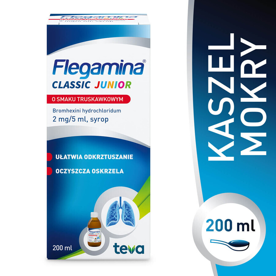 Flegamina Junior 2 mg/ 5 ml, aromă de căpșuni, sirop, 200 ml