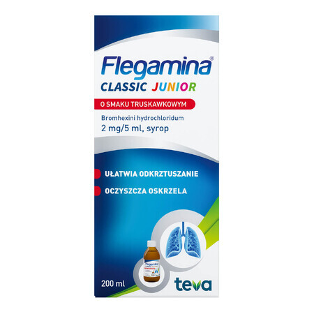 Flegamina Junior 2 mg/ 5 ml, aromă de căpșuni, sirop, 200 ml