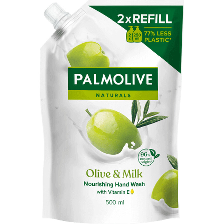 Palmolive, jabón líquido, leche y aceitunas, recambio, 500 ml