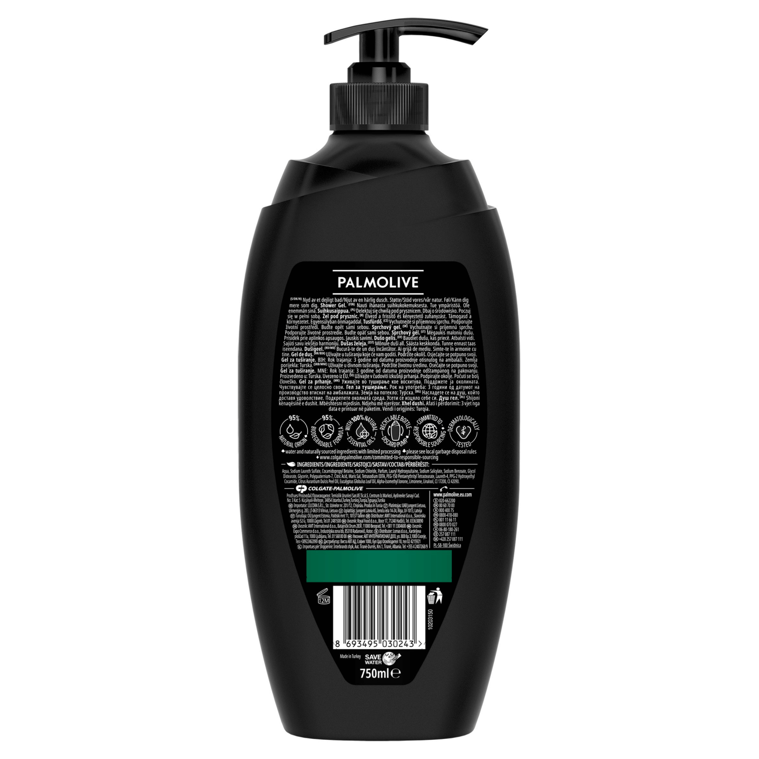 Palmolive Men, Gel de duș și șampon 3 în 1, răcoritor, 750 ml