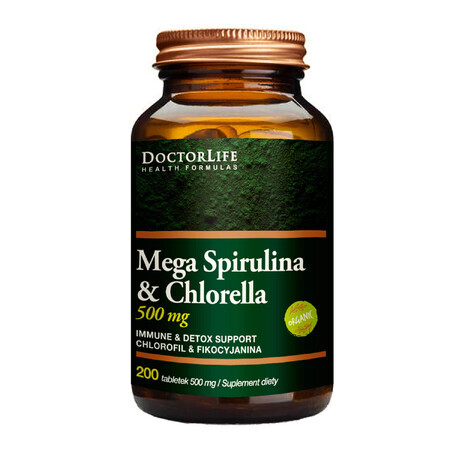 Doctor Life Mega Spirulina &amp; Chlorella, 200 comprimate