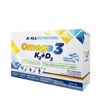 Allnutrition Omega 3 K2 + D3, ulei de pește 1000 mg + vitamina K 100 µg + vitamina D 2000 UI, 30 capsule