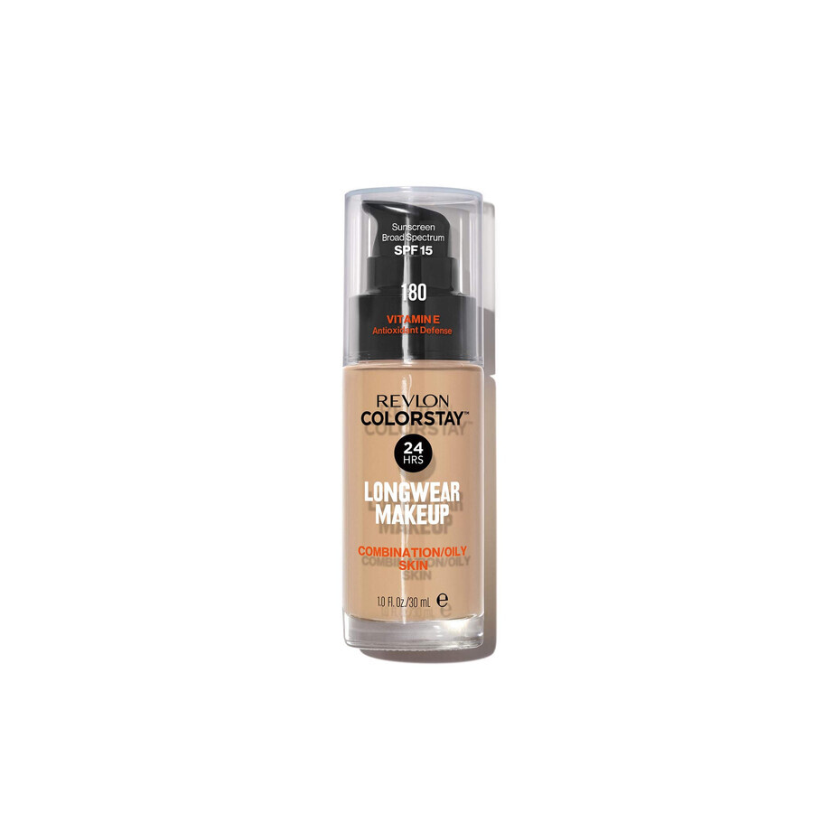 Revlon ColorStay, fondotinta per pelle mista e grassa, n. 180 Sand Beige, 30 ml