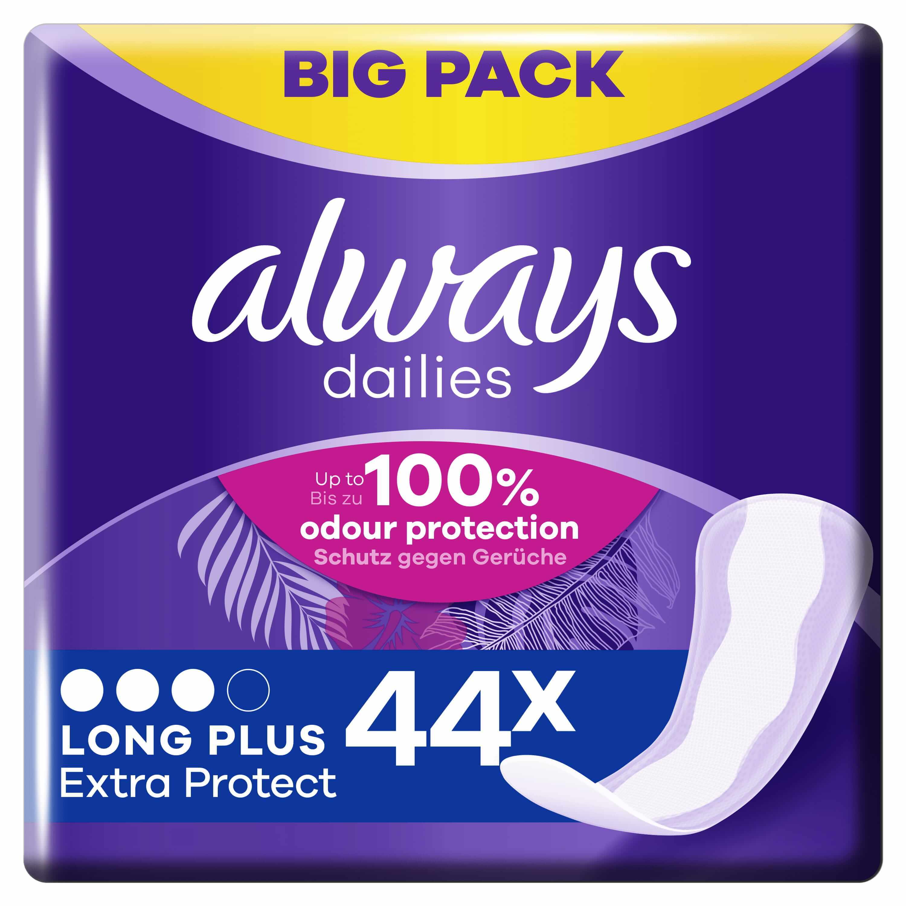 Always Dailies Extra Protect, tampoane sanitare, Long Plus, 44 buc