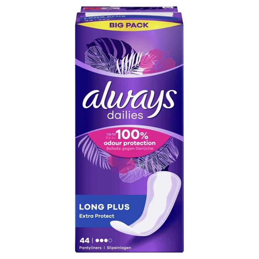 Always Dailies Extra Protect, sanitary pads, Long Plus, 44 pcs